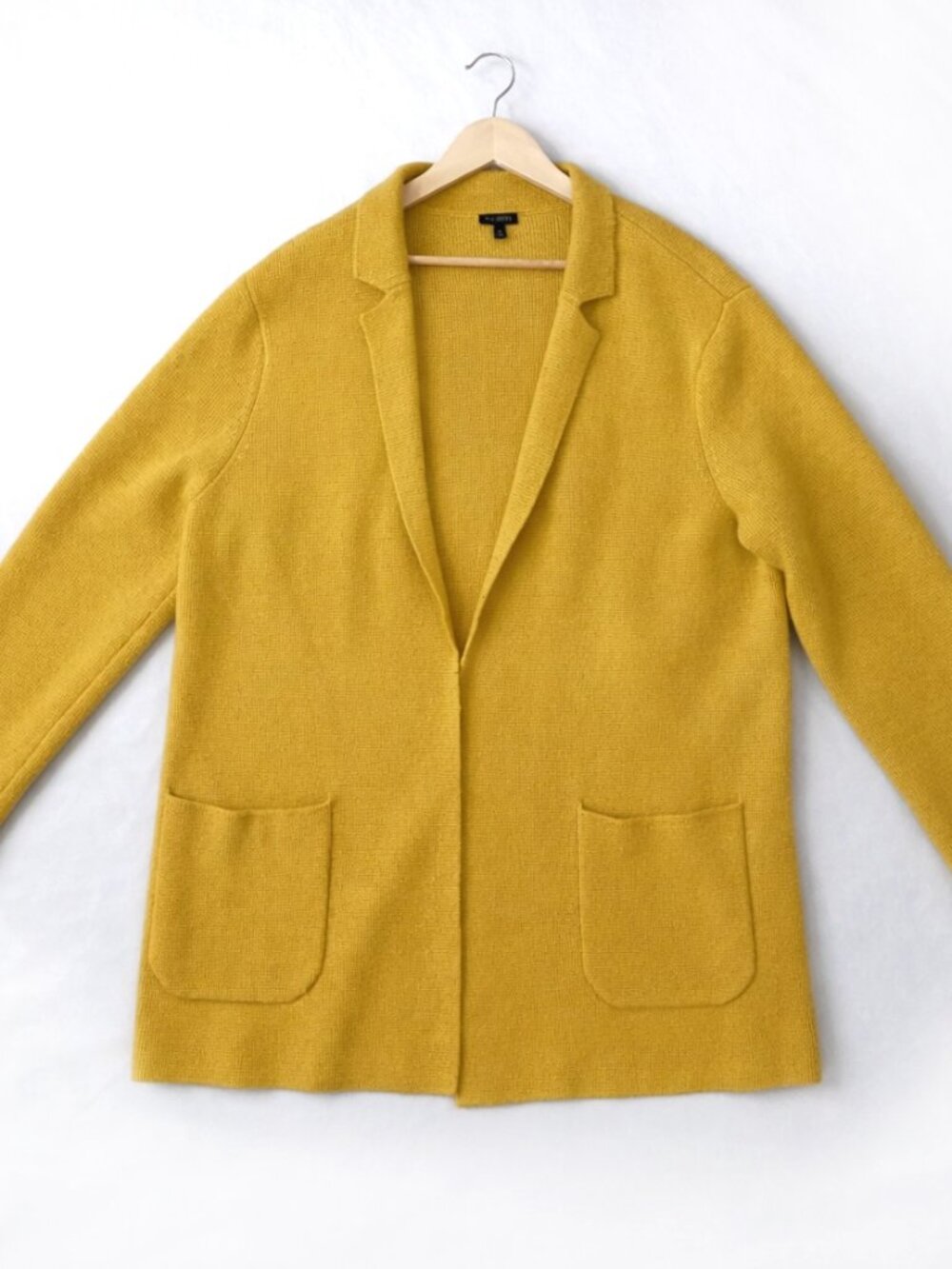 Talbots Women’s XL Heavy Knit Cardigan Mustard Yellow Lapel Collar Pockets Cozy